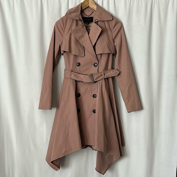 BCBG MaxAzaria NWT Blush Brielle Long Sleeve Trench Coat Jacket **Size XXS** - Picture 5 of 8